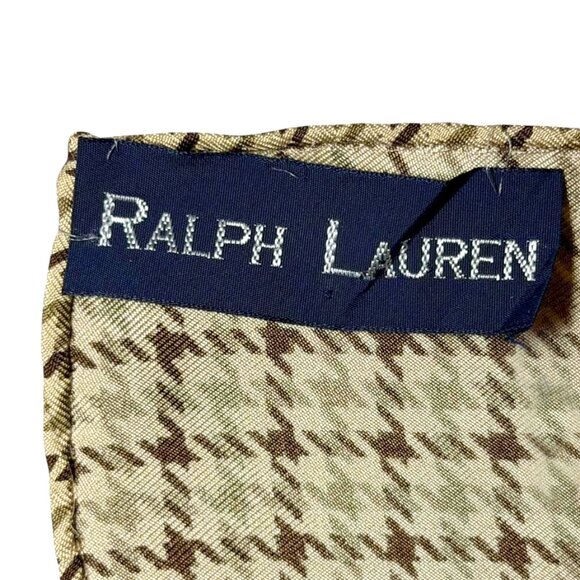 VINTAGE Ralph Lauren Outdoors Woodlands Poetry Silk Houndstooth Scarf - Picture 7 of 7